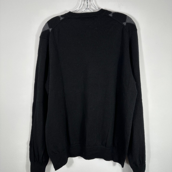 Davis & Squire Men's Size XXL Extra Fine Merino Wool Black Argyle Sweater - Picture 6 of 10